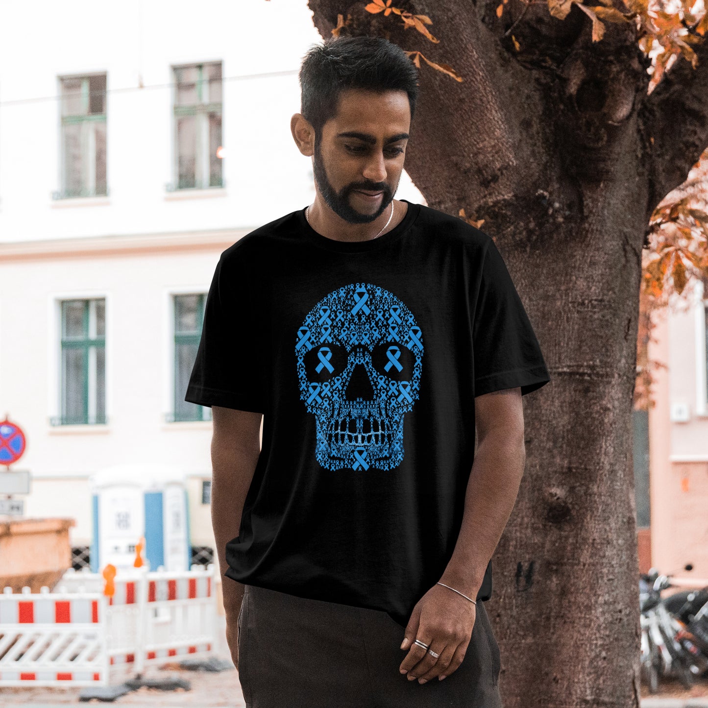 Blue Ribbon Skull - T-Shirt Awareness